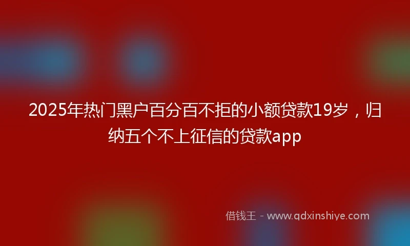 2025年热门黑户百分百不拒的小额贷款19岁，归纳五个不上征信的贷款app
