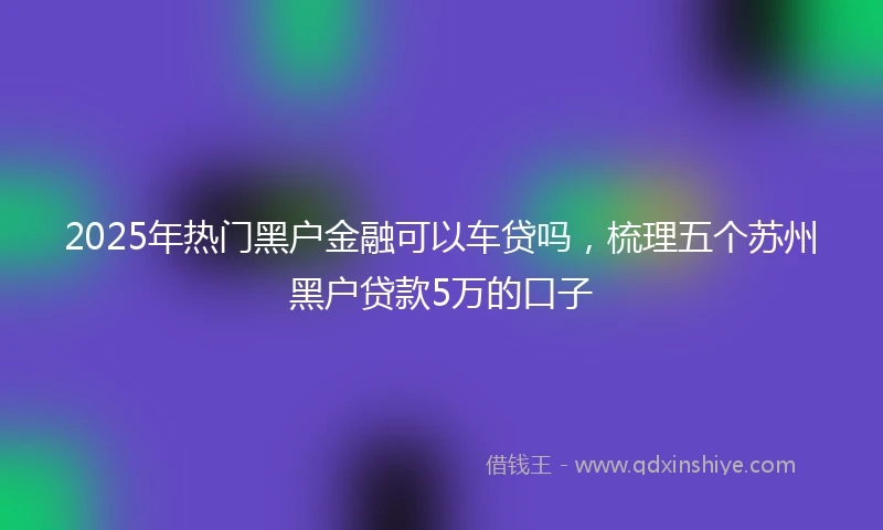 2025年热门黑户金融可以车贷吗，梳理五个苏州黑户贷款5万的口子