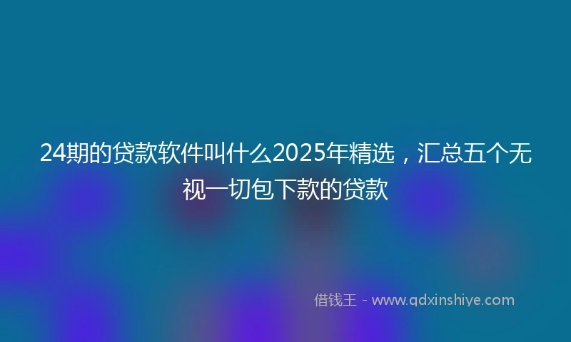 24期的贷款软件叫什么2025年精选，汇总五个无视一切包下款的贷款