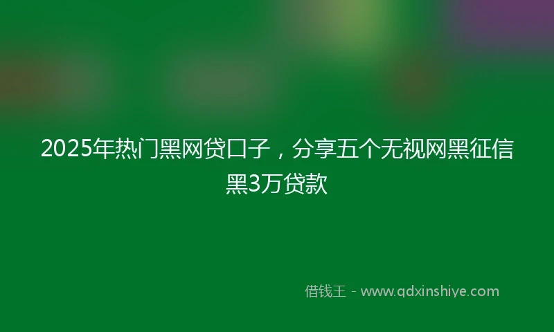 2025年热门黑网贷口子，分享五个无视网黑征信黑3万贷款