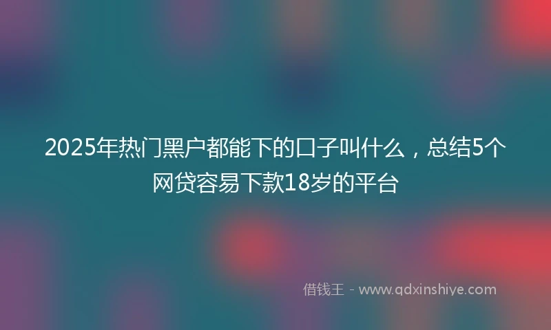2025年热门黑户都能下的口子叫什么，总结5个网贷容易下款18岁的平台