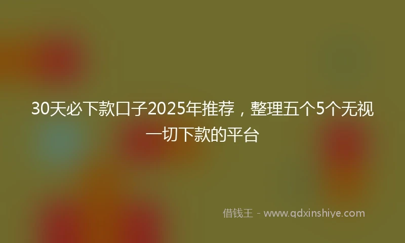 30天必下款口子2025年推荐，整理五个5个无视一切下款的平台