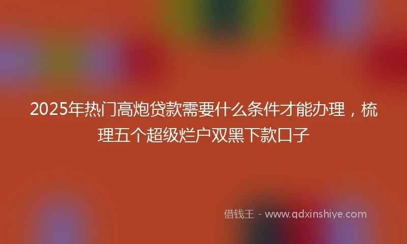 2025年热门高炮贷款需要什么条件才能办理，梳理五个超级烂户双黑下款口子