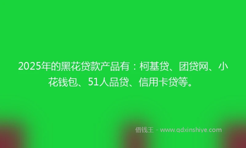 2025年的黑花贷款产品有：柯基贷、团贷网、小花钱包、51人品贷、信用卡贷等。