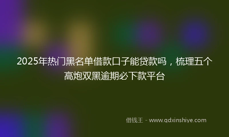 2025年热门黑名单借款口子能贷款吗，梳理五个高炮双黑逾期必下款平台