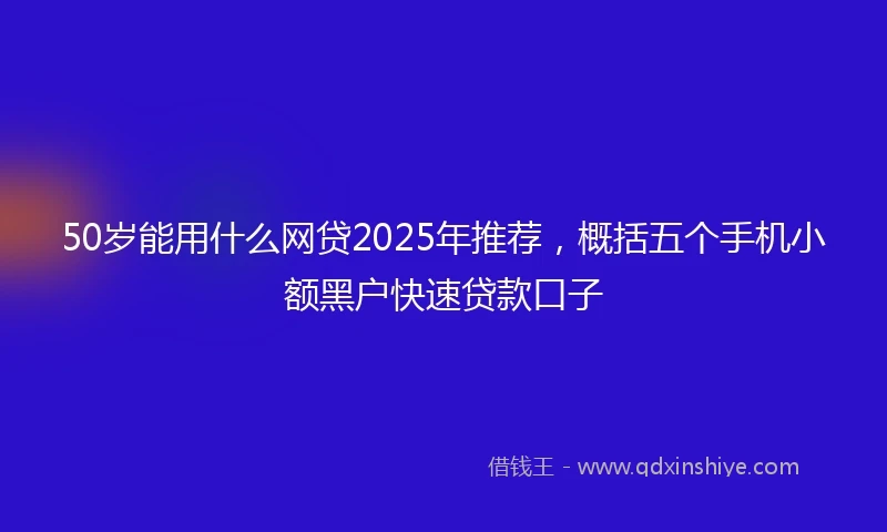 50岁能用什么网贷2025年推荐，概括五个手机小额黑户快速贷款口子