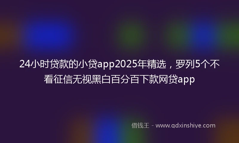 24小时贷款的小贷app2025年精选，罗列5个不看征信无视黑白百分百下款网贷app