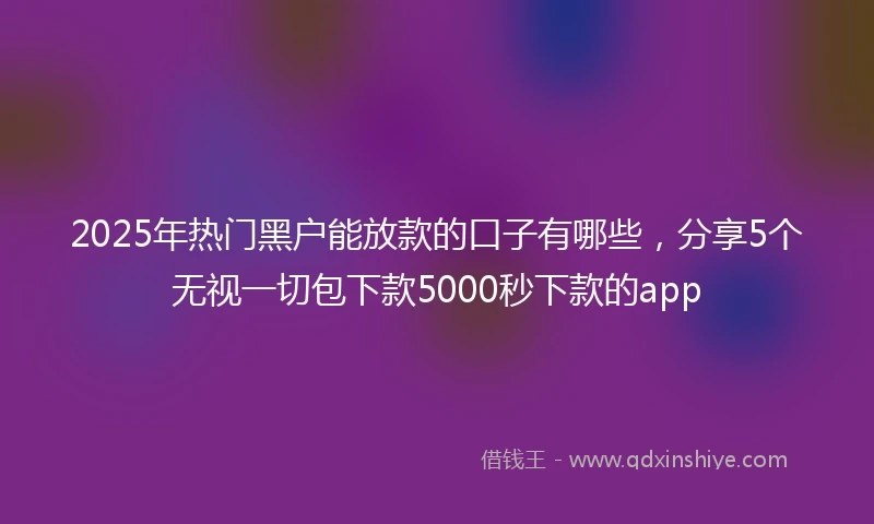 2025年热门黑户能放款的口子有哪些，分享5个无视一切包下款5000秒下款的app