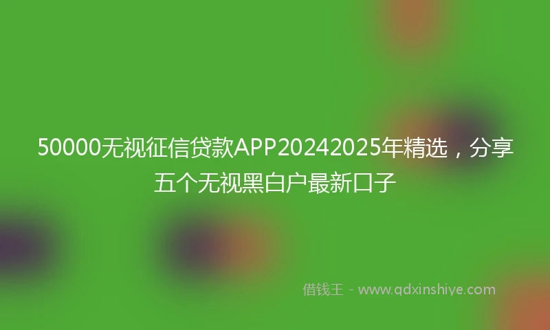 50000无视征信贷款APP20242025年精选，分享五个无视黑白户最新口子