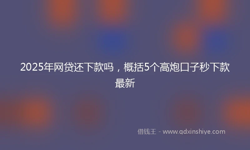 2025年网贷还下款吗，概括5个高炮口子秒下款最新