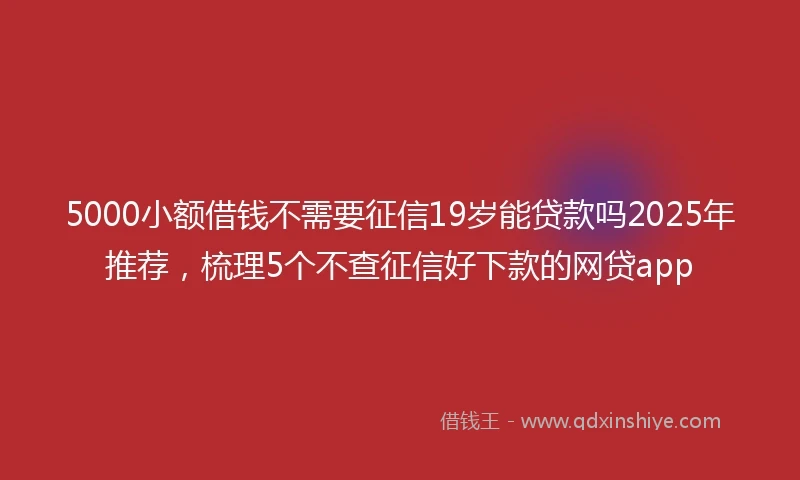 5000小额借钱不需要征信19岁能贷款吗2025年推荐，梳理5个不查征信好下款的网贷app