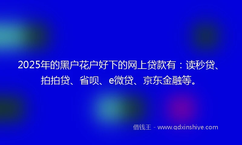 2025年的黑户花户好下的网上贷款有：读秒贷、拍拍贷、省呗、e微贷、京东金融等。