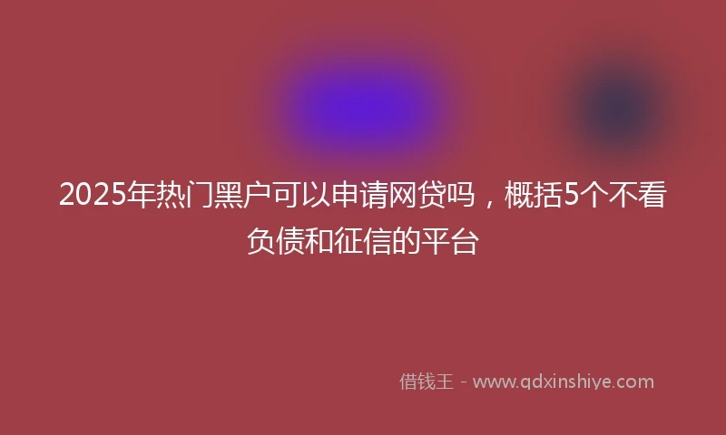 2025年热门黑户可以申请网贷吗，概括5个不看负债和征信的平台