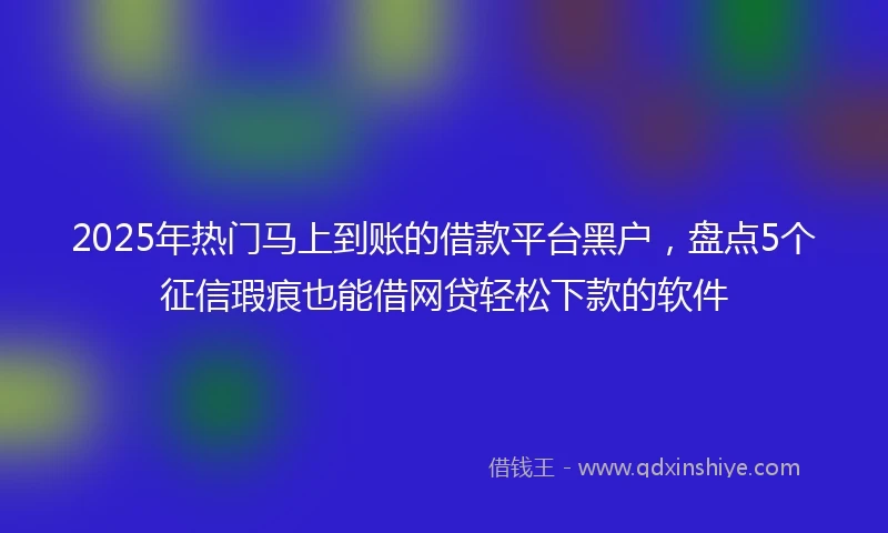 2025年热门马上到账的借款平台黑户，盘点5个征信瑕疵也能借网贷轻松下款的软件