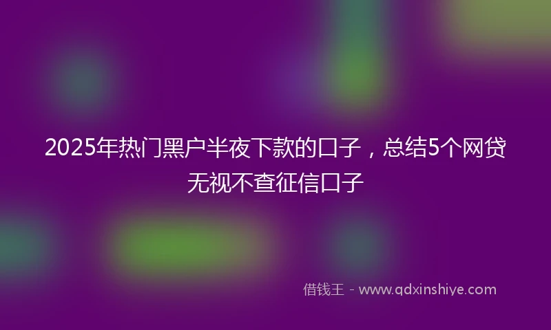 2025年热门黑户半夜下款的口子，总结5个网贷无视不查征信口子