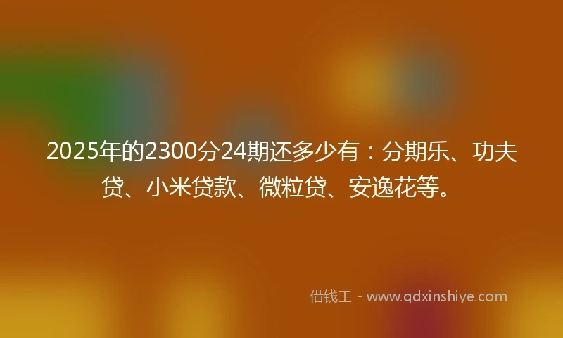 2025年的2300分24期还多少有：分期乐、功夫贷、小米贷款、微粒贷、安逸花等。