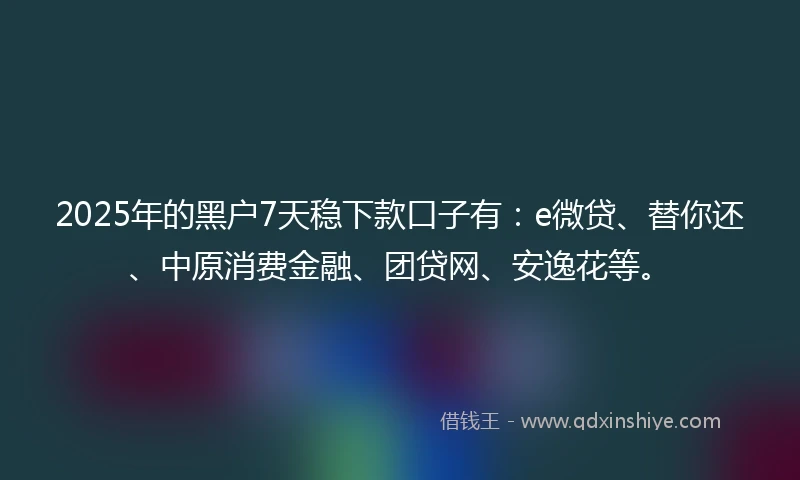 2025年的黑户7天稳下款口子有：e微贷、替你还、中原消费金融、团贷网、安逸花等。