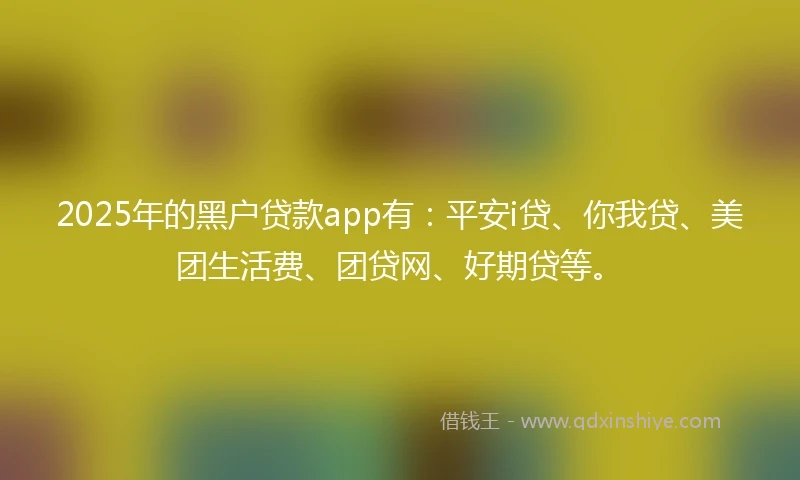 2025年的黑户贷款app有：平安i贷、你我贷、美团生活费、团贷网、好期贷等。