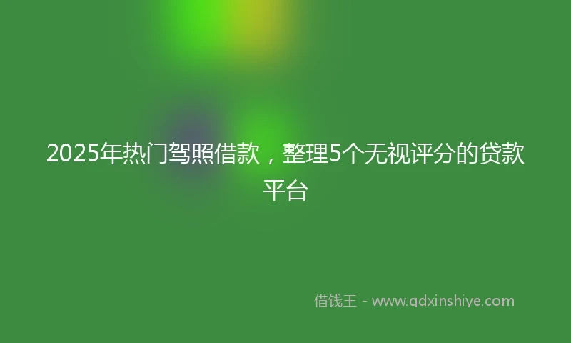 2025年热门驾照借款，整理5个无视评分的贷款平台