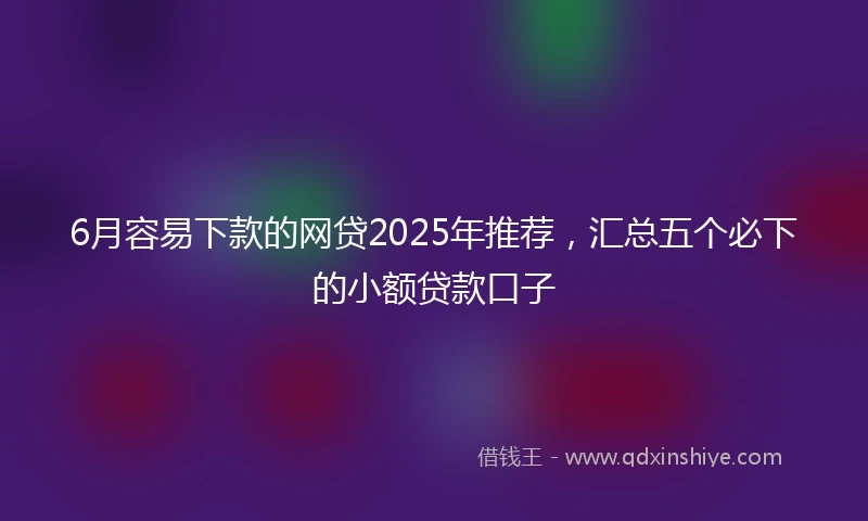 6月容易下款的网贷2025年推荐，汇总五个必下的小额贷款口子