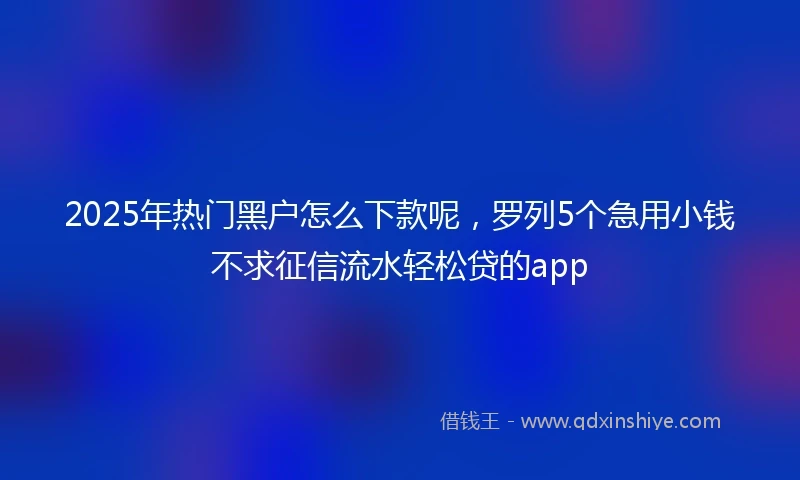 2025年热门黑户怎么下款呢，罗列5个急用小钱不求征信流水轻松贷的app