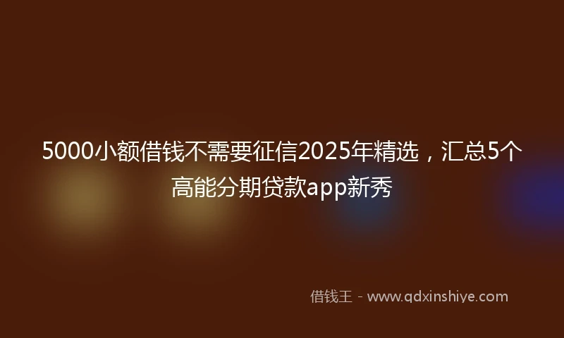 5000小额借钱不需要征信2025年精选,汇总5个高能分期贷款app新秀