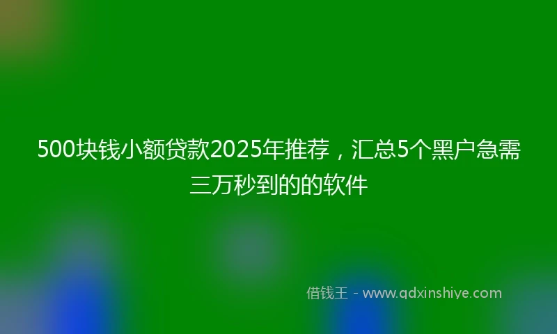 500块钱小额贷款2025年推荐，汇总5个黑户急需三万秒到的的软件