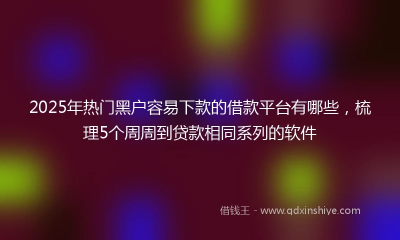 2025年热门黑户容易下款的借款平台有哪些，梳理5个周周到贷款相同系列的软件