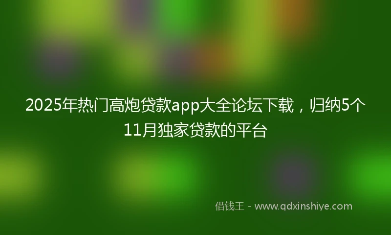 2025年热门高炮贷款app大全论坛下载，归纳5个11月独家贷款的平台