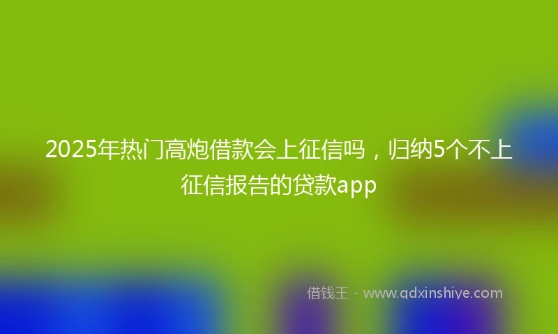 2025年热门高炮借款会上征信吗，归纳5个不上征信报告的贷款app