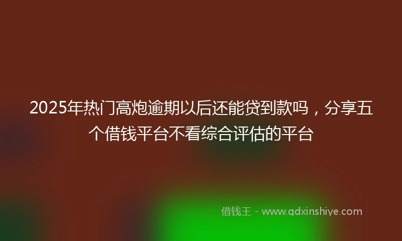 2025年热门高炮逾期以后还能贷到款吗，分享五个借钱平台不看综合评估的平台