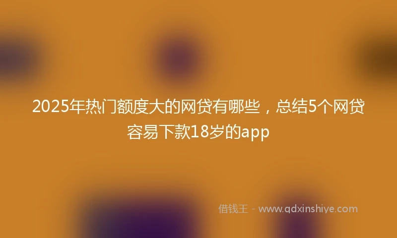 2025年热门额度大的网贷有哪些，总结5个网贷容易下款18岁的app