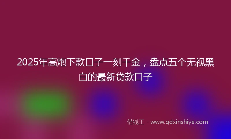 2025年高炮下款口子一刻千金，盘点五个无视黑白的最新贷款口子