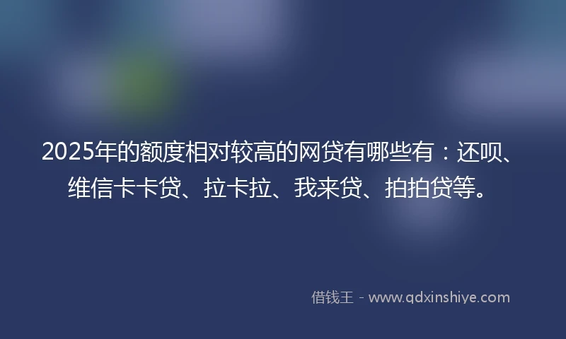 2025年的额度相对较高的网贷有哪些有：还呗、维信卡卡贷、拉卡拉、我来贷、拍拍贷等。