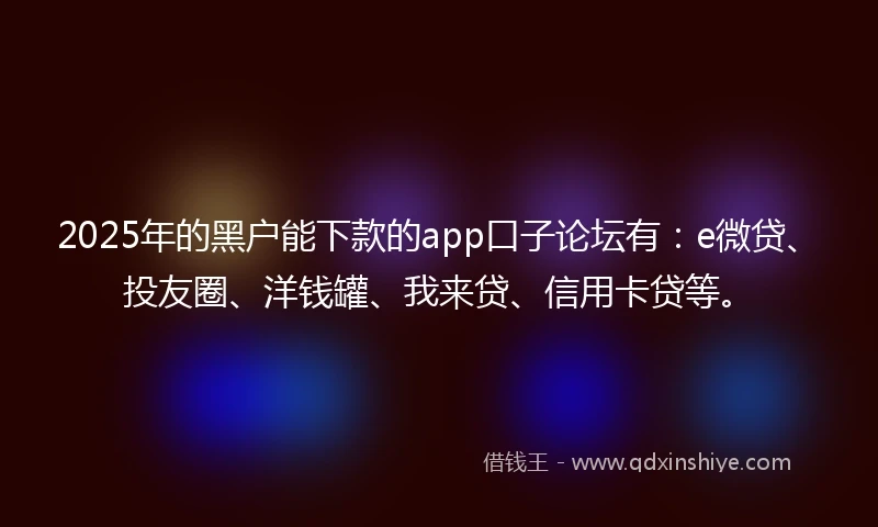 2025年的黑户能下款的app口子论坛有：e微贷、投友圈、洋钱罐、我来贷、信用卡贷等。