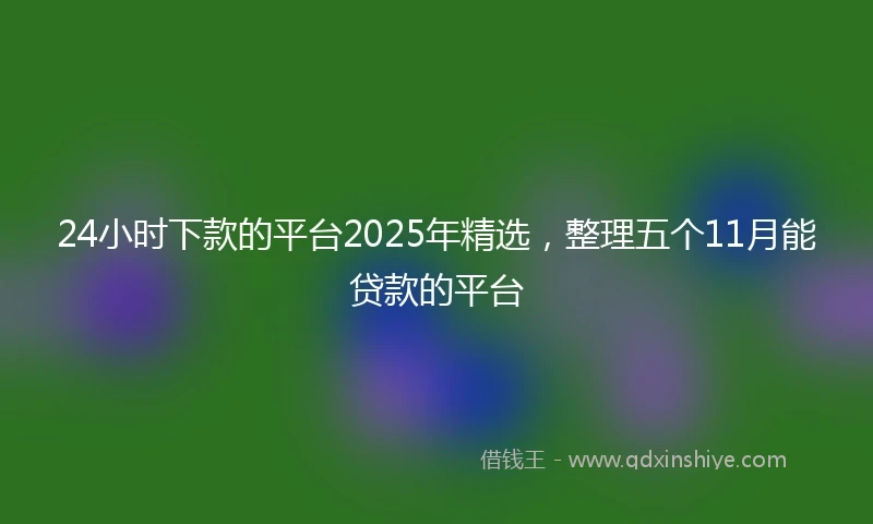 24小时下款的平台2025年精选，整理五个11月能贷款的平台