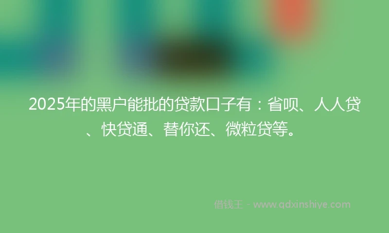 2025年的黑户能批的贷款口子有：省呗、人人贷、快贷通、替你还、微粒贷等。