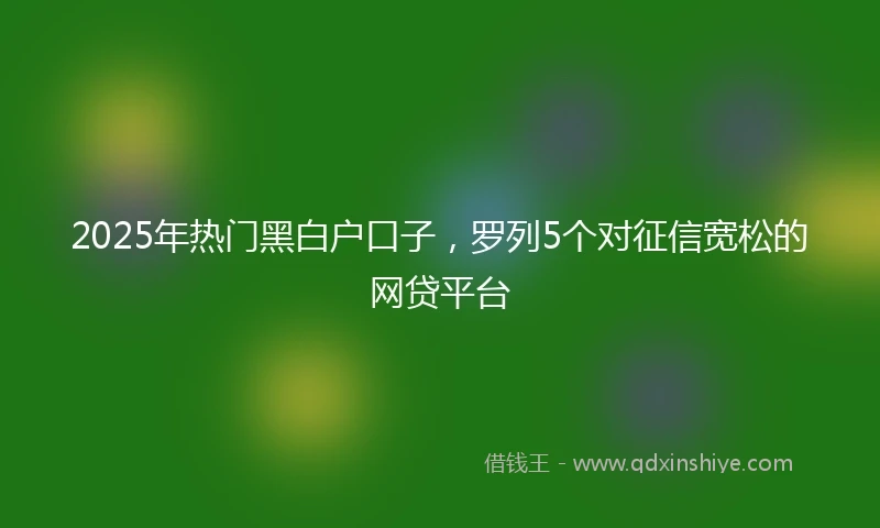 2025年热门黑白户口子，罗列5个对征信宽松的网贷平台