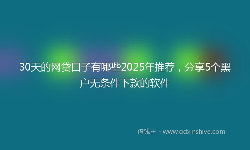 30天的网贷口子有哪些2025年推荐，分享5个黑户无条件下款的软件