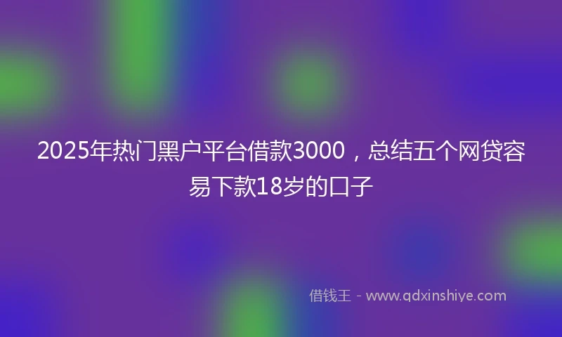 2025年热门黑户平台借款3000，总结五个网贷容易下款18岁的口子