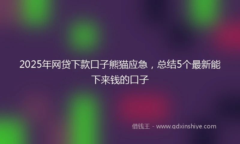 2025年网贷下款口子熊猫应急，总结5个最新能下来钱的口子