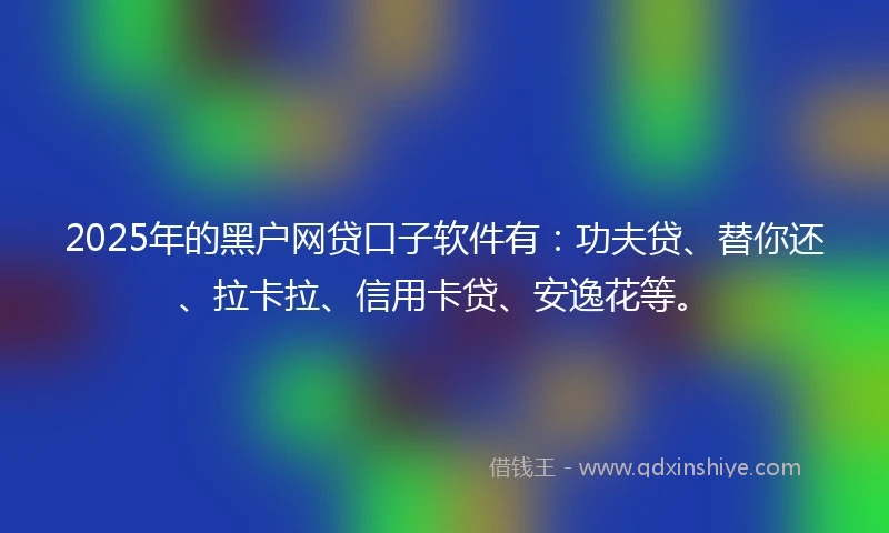 2025年的黑户网贷口子软件有：功夫贷、替你还、拉卡拉、信用卡贷、安逸花等。