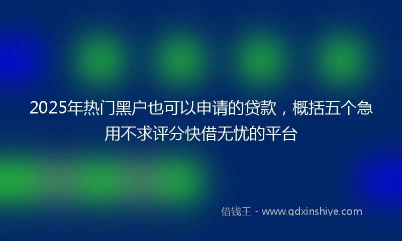2025年热门黑户也可以申请的贷款，概括五个急用不求评分快借无忧的平台