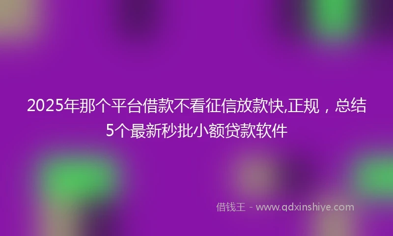 2025年那个平台借款不看征信放款快,正规，总结5个最新秒批小额贷款软件