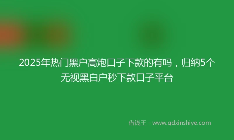 2025年热门黑户高炮口子下款的有吗，归纳5个无视黑白户秒下款口子平台