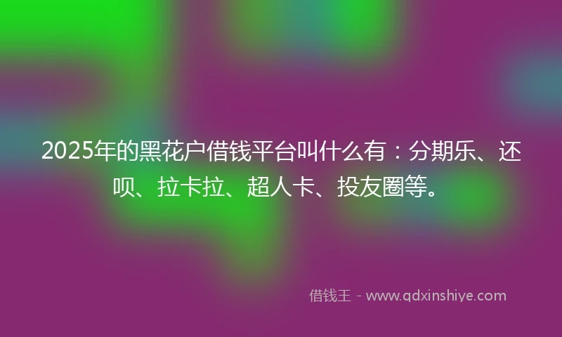 2025年的黑花户借钱平台叫什么有：分期乐、还呗、拉卡拉、超人卡、投友圈等。