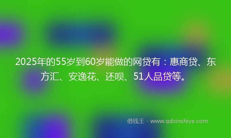 2025年的55岁到60岁能做的网贷有：惠商贷、东方汇、安逸花、还呗、51人品贷等。