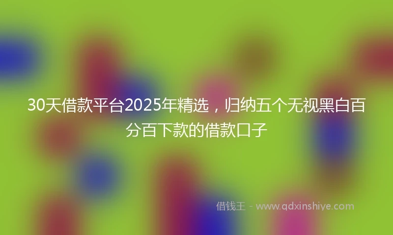 30天借款平台2025年精选，归纳五个无视黑白百分百下款的借款口子