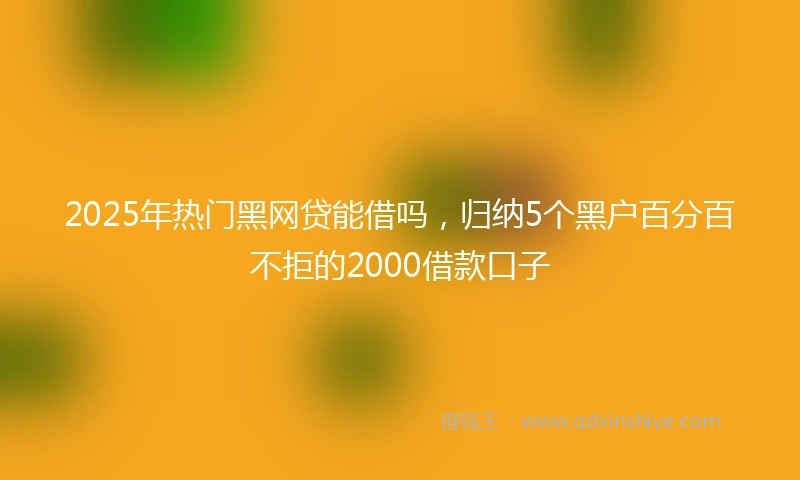 2025年热门黑网贷能借吗，归纳5个黑户百分百不拒的2000借款口子