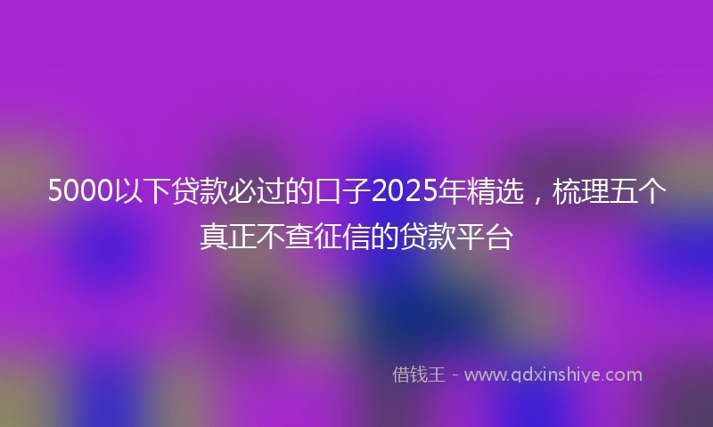 5000以下贷款必过的口子2025年精选，梳理五个真正不查征信的贷款平台